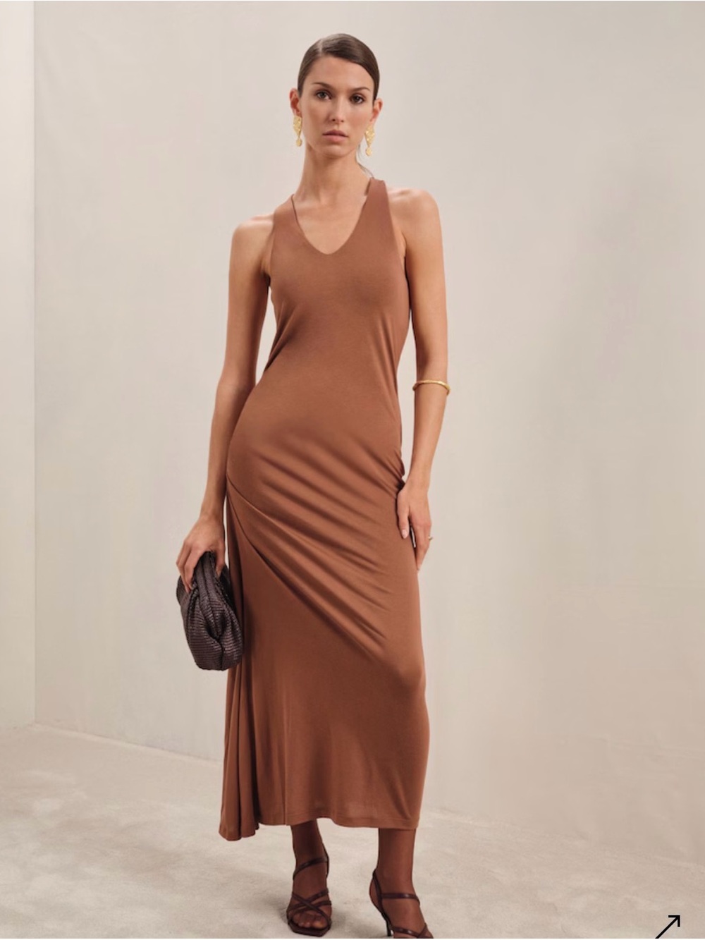Reiss Chocolate Brown V-Neck Tank Maxi Dress